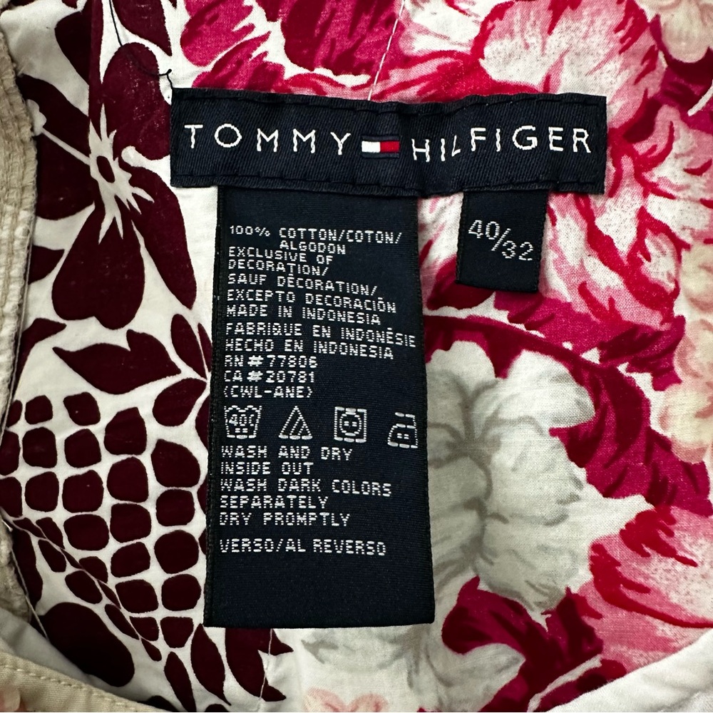 Tommy Hilfiger Khaki Cropped Pants Womens 40x32 Tan Drawstring Floral Lined - Picture 5 of 15